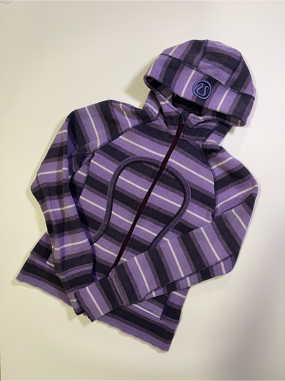 y2k lululemon purple striped scuba